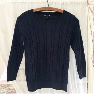 H&M Navy Cable Knit Sweater Women's Size XS